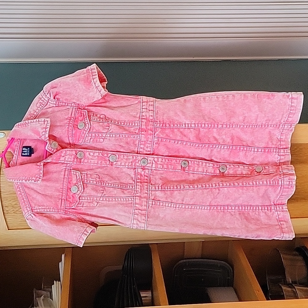 Girls pink denim dress